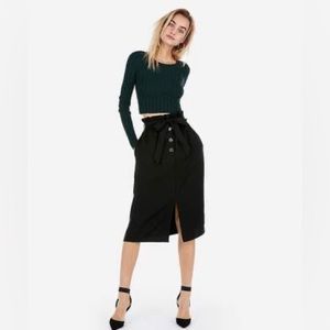 Express | Black Paper Bag Midi Skirt